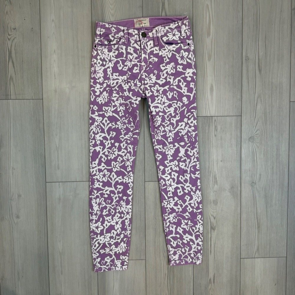 DVF x Current/Elliott Lilac Purple Floral The Classic Skinny Jeans 26 1474-0383